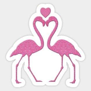 Pink Faux Glitter Flamingo With A Heart Sticker